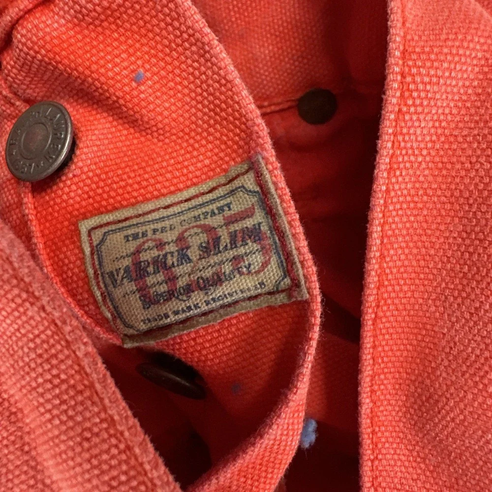 Polo Ralph Lauren Varick Slim 625 Pants Men 32x32 Elite Orange Canvas Button Fly